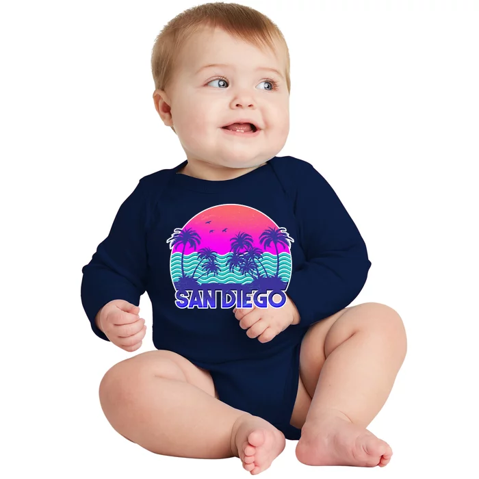 Tropical Retro San Diego Baby Long Sleeve Bodysuit