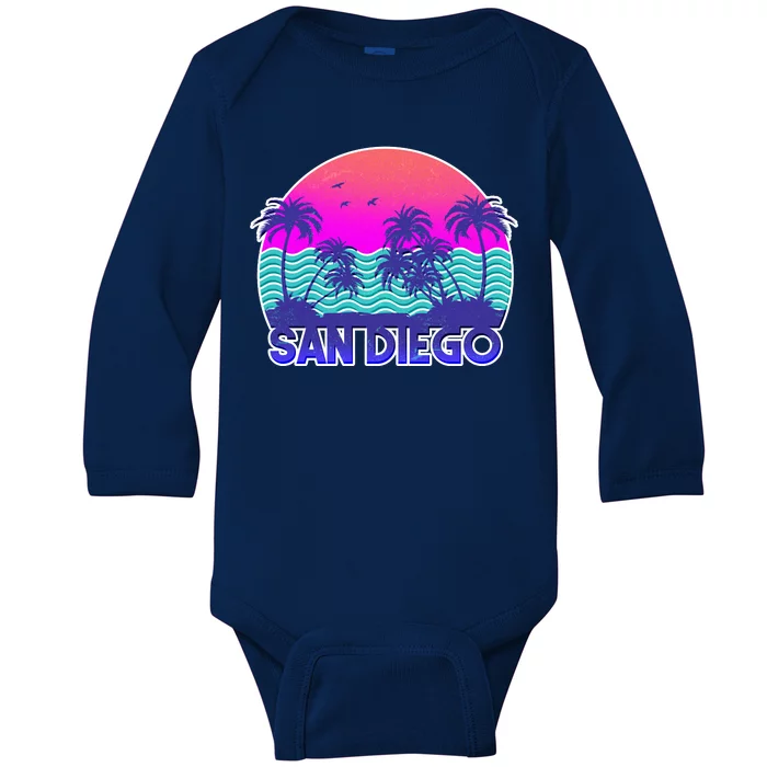 Tropical Retro San Diego Baby Long Sleeve Bodysuit