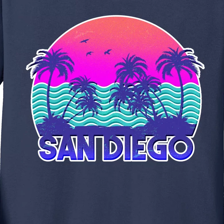 Tropical Retro San Diego Kids Long Sleeve Shirt