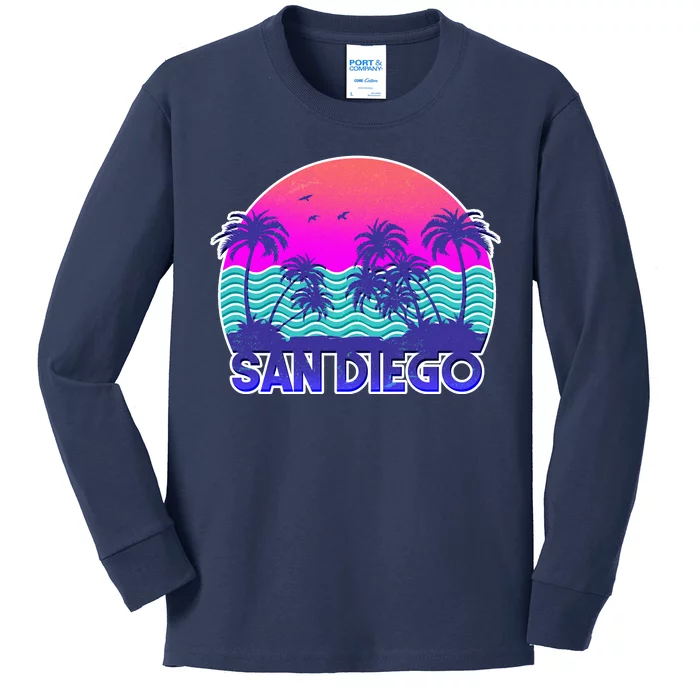 Tropical Retro San Diego Kids Long Sleeve Shirt