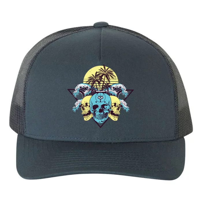 Tropical Skulls Yupoong Adult 5-Panel Trucker Hat