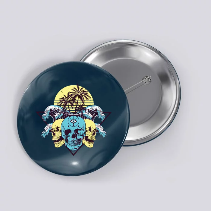 Tropical Skulls Button