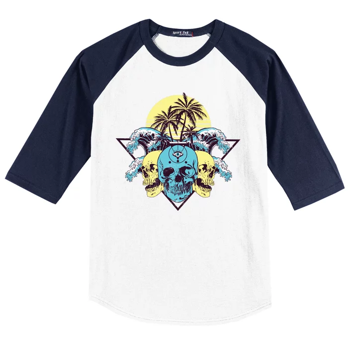 Tropical Skulls Baseball Sleeve Shirt