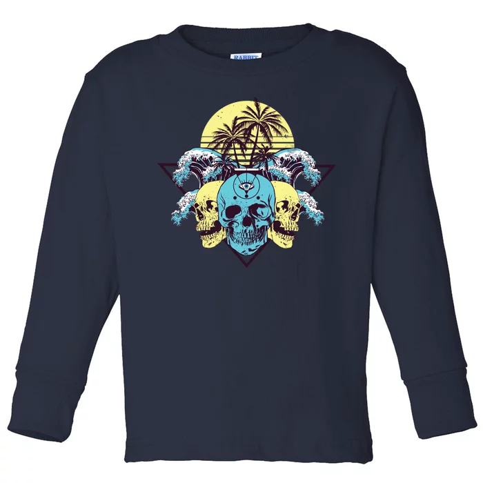 Tropical Skulls Toddler Long Sleeve Shirt