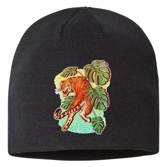 Tropical Tiger Tattoo Design 8 1/2in Sustainable Knit Beanie