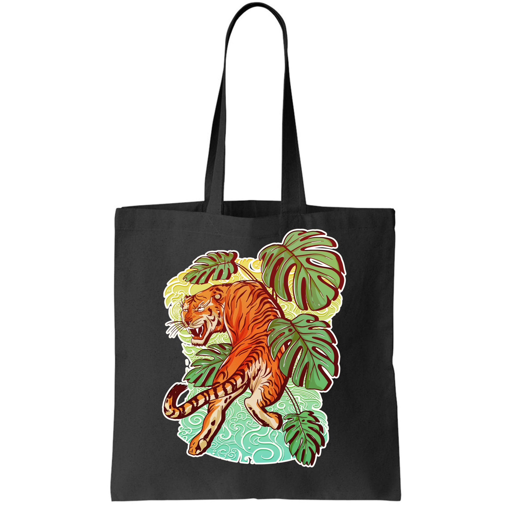 Tropical Tiger Tattoo Design Tote Bag | TeeShirtPalace