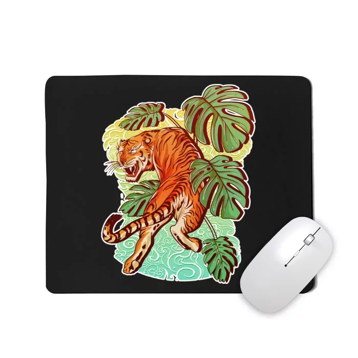 Tropical Tiger Tattoo Design Mousepad