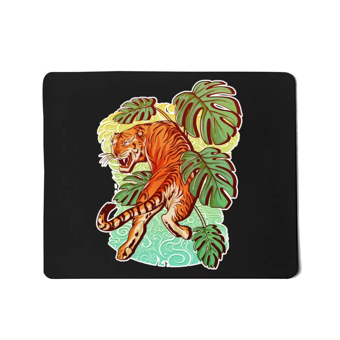 Tropical Tiger Tattoo Design Mousepad