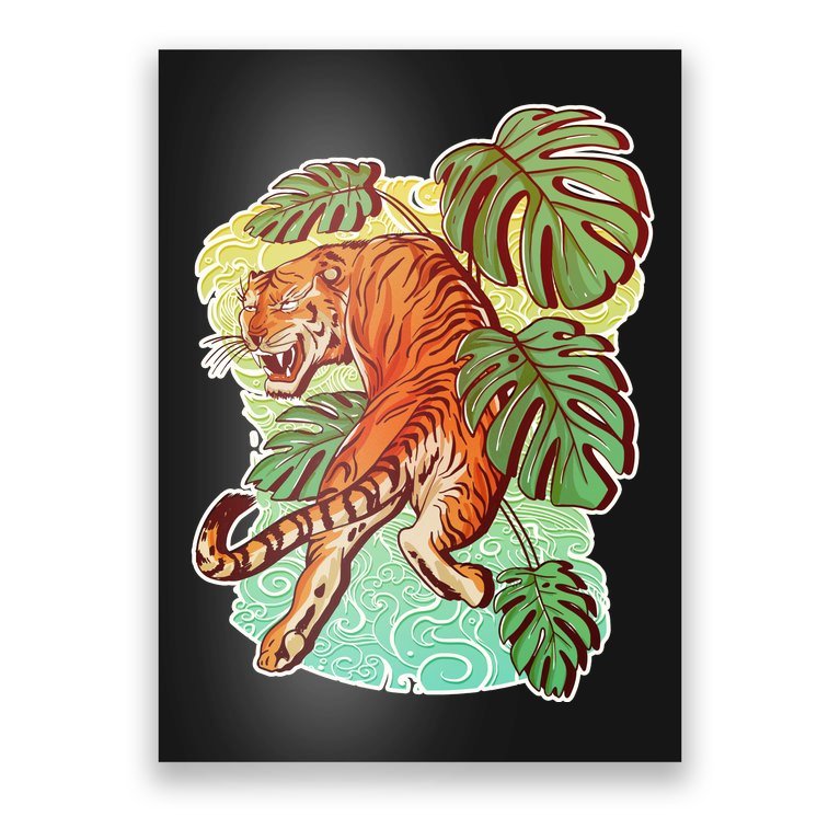 Tropical Tiger Tattoo Design Poster | TeeShirtPalace