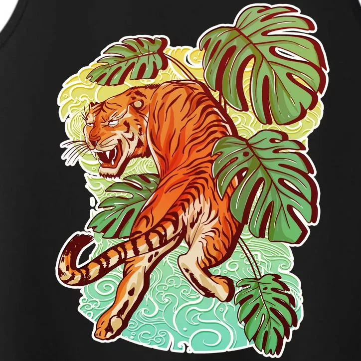 Tropical Tiger Tattoo Design Performance Tank