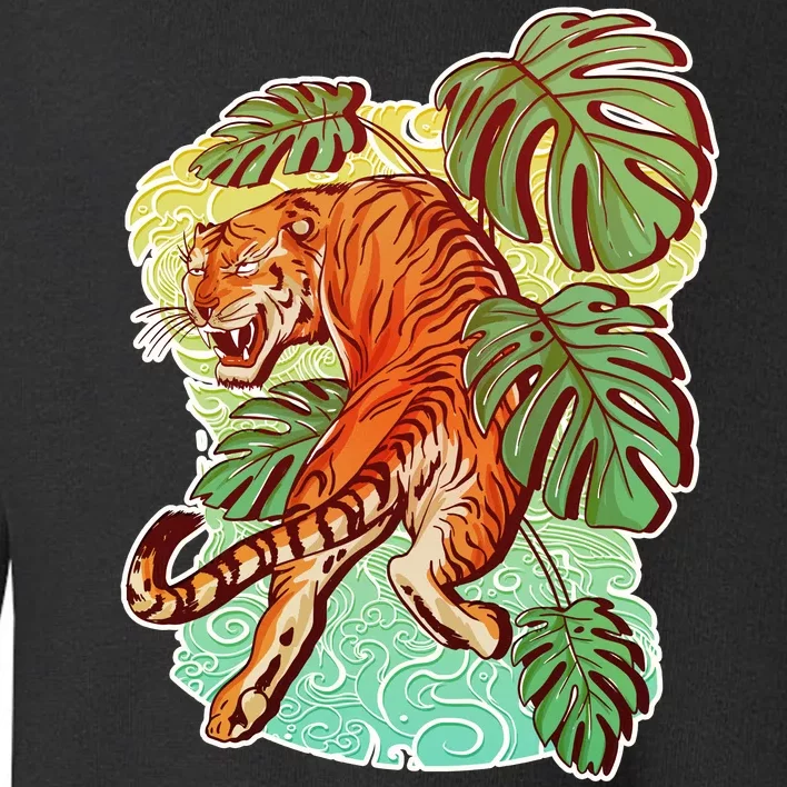 Tropical Tiger Tattoo Design Toddler Sweatshirt