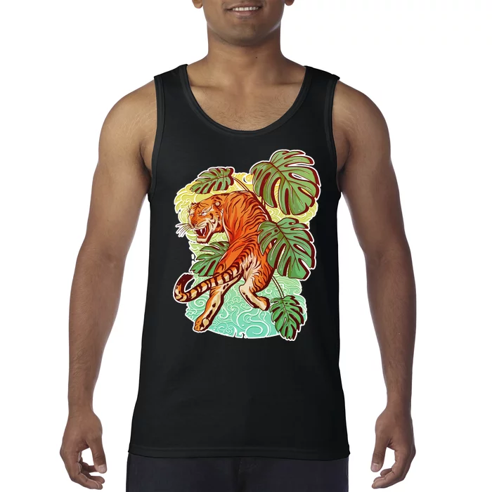 Tropical Tiger Tattoo Design Tank Top