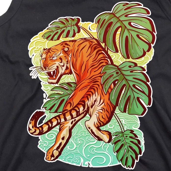 Tropical Tiger Tattoo Design Tank Top