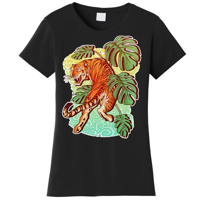 Tropical Tiger Tattoo Design Women's T-Shirt