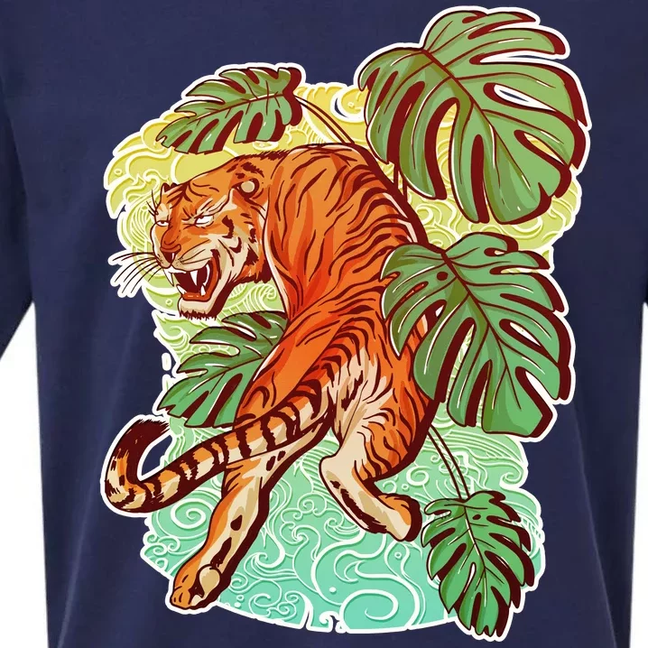 Tropical Tiger Tattoo Design Sueded Cloud Jersey T-Shirt