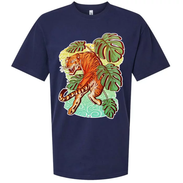 Tropical Tiger Tattoo Design Sueded Cloud Jersey T-Shirt