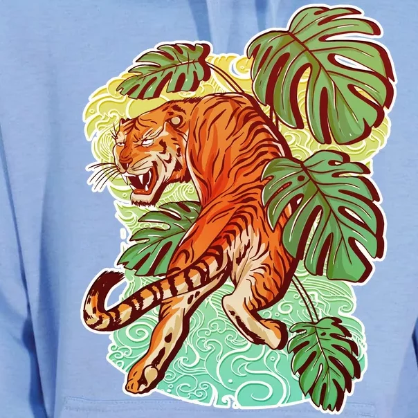 Tropical Tiger Tattoo Design Unisex Surf Hoodie