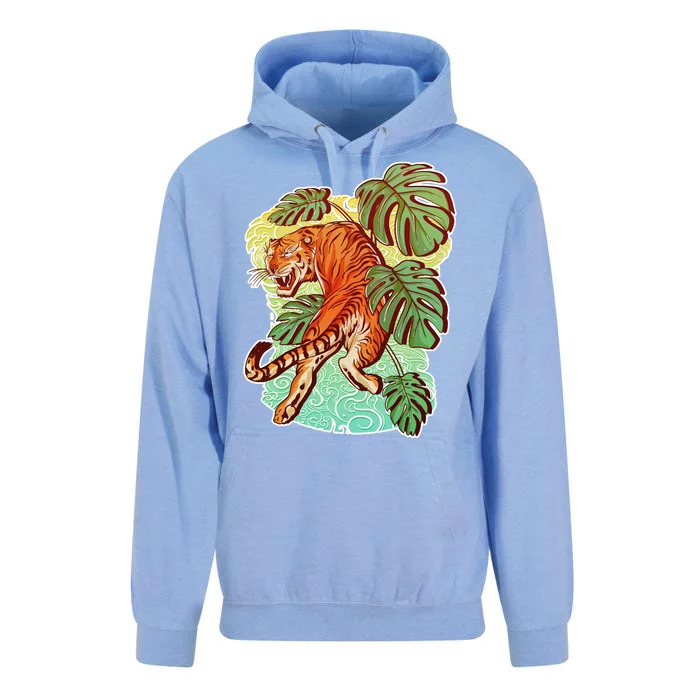 Tropical Tiger Tattoo Design Unisex Surf Hoodie