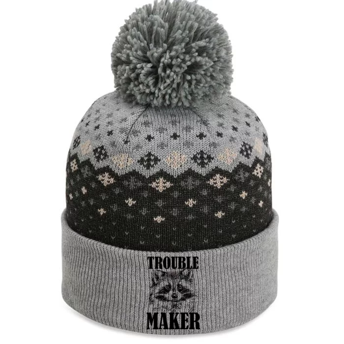 Trouble Maker Funny Raccoon The Baniff Cuffed Pom Beanie