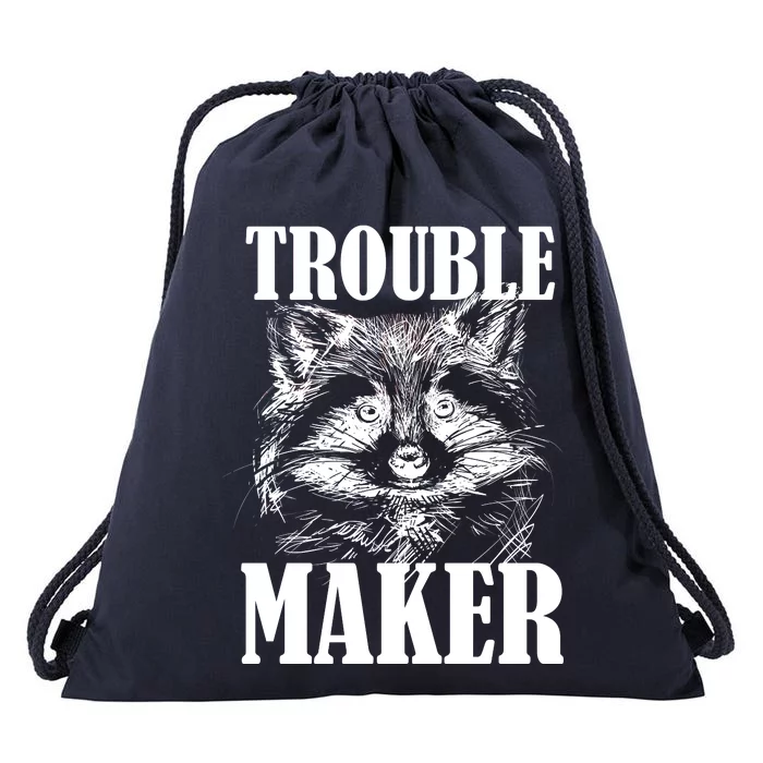 Trouble Maker Funny Raccoon Drawstring Bag