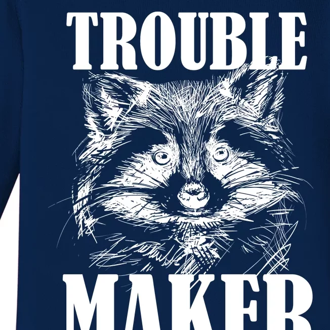 Trouble Maker Funny Raccoon Baby Long Sleeve Bodysuit