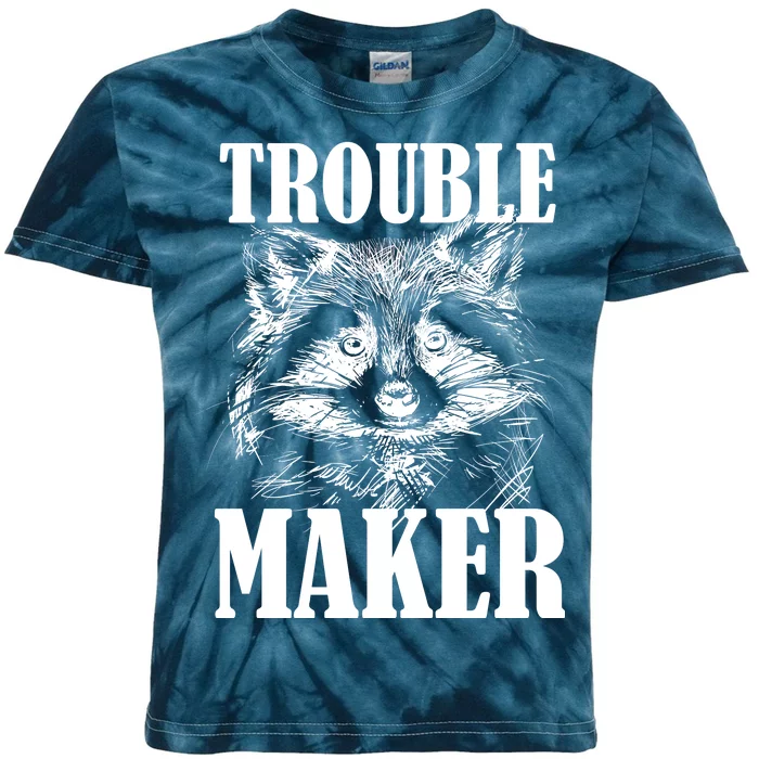 Trouble Maker Funny Raccoon Kids Tie-Dye T-Shirt