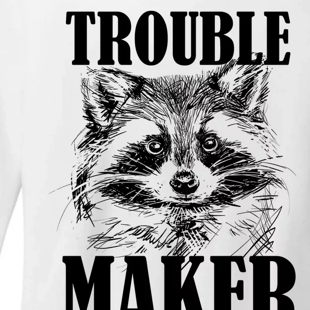 Trouble Maker Funny Raccoon Womens CVC Long Sleeve Shirt