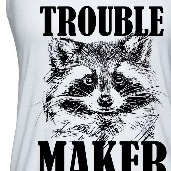 Trouble Maker Funny Raccoon Ladies Essential Flowy Tank