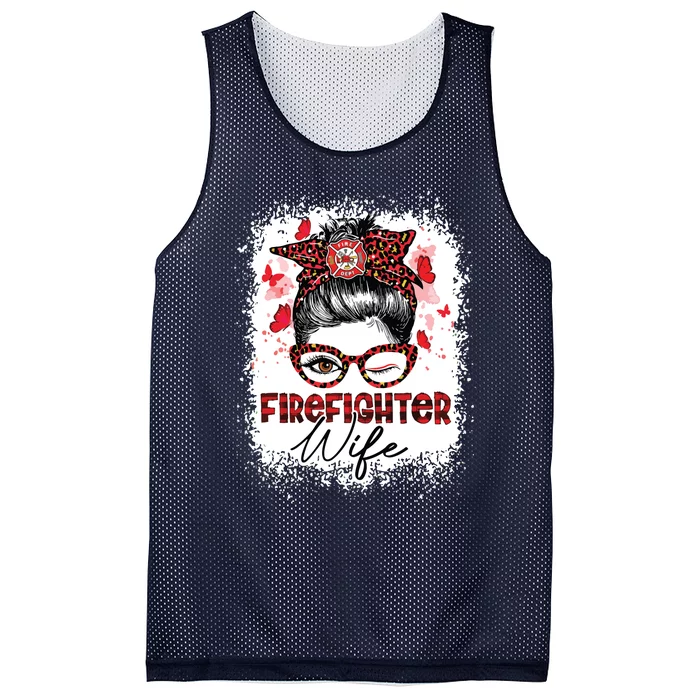 The Red Proud Firefighter Fireman Wife Messy Bun Hair Mesh Reversible Basketball Jersey Tank