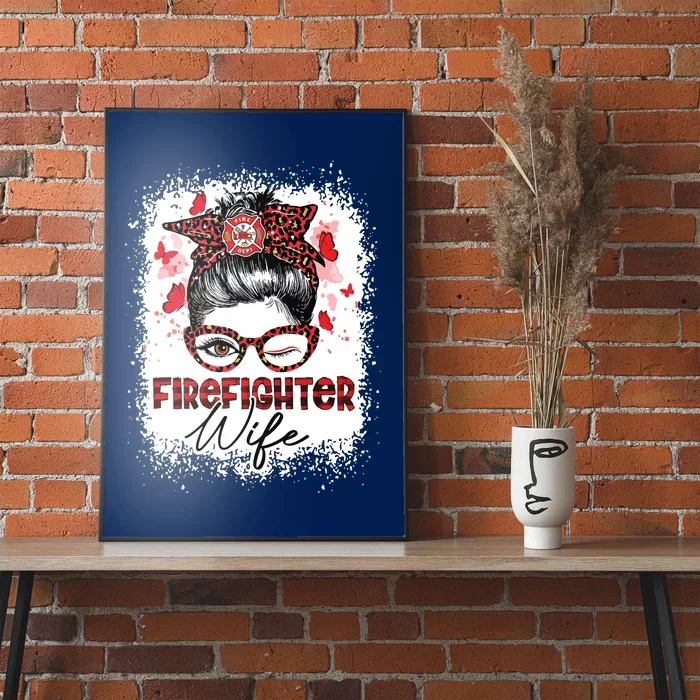 The Red Proud Firefighter Fireman Wife Messy Bun Hair Poster