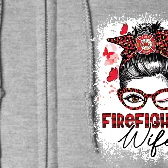 The Red Proud Firefighter Fireman Wife Messy Bun Hair Full Zip Hoodie