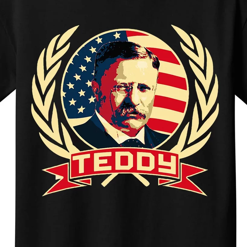 Theodore Roosevelt. President Teddy. American Stars. Kids T-Shirt