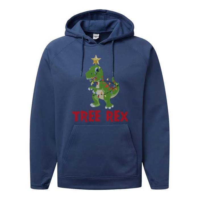 Tree Rex Pyjamas Xmas Lights Christmas Dinosaur Gift Performance Fleece Hoodie