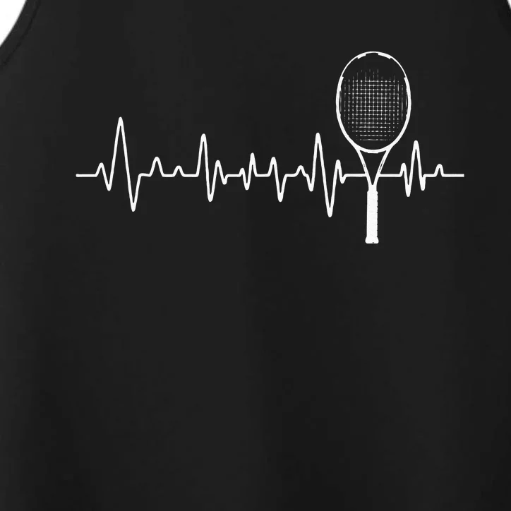 Tennis Racket Pulse Heartbeat EKG Tournament Sports Lover Performance Tank