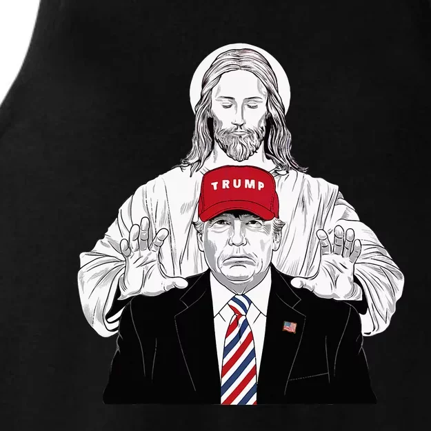 Trump Rally Protected By Jesus Patriotism And Faith Design Ladies Tri-Blend Wicking Tank