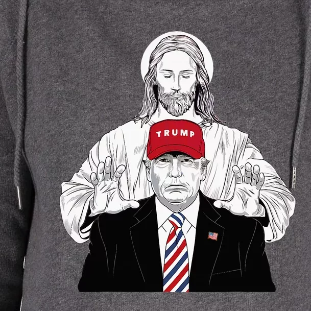 Trump Rally Protected By Jesus Patriotism And Faith Design Womens Funnel Neck Pullover Hood