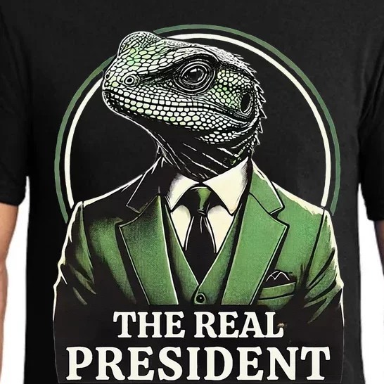 The Real President Political Humor Lizard People Pajama Set