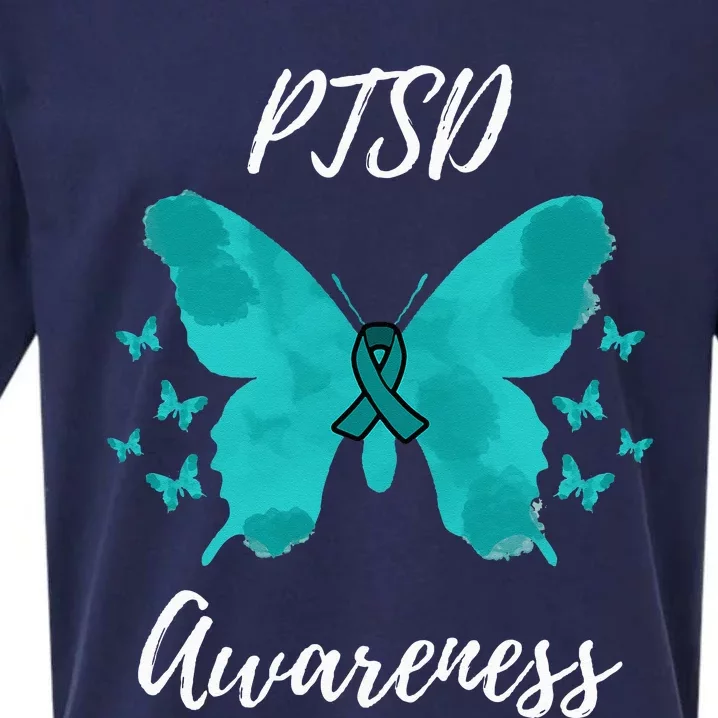 Teal Ribbon PTSD Awareness Sueded Cloud Jersey T-Shirt