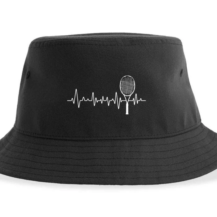 Tennis Racket Pulse Heartbeat EKG Tournament Sports Lover Sustainable Bucket Hat