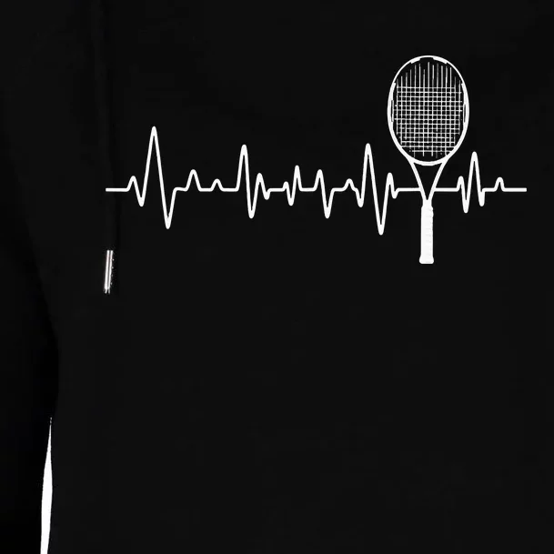 Tennis Racket Pulse Heartbeat EKG Tournament Sports Lover Womens Funnel Neck Pullover Hood