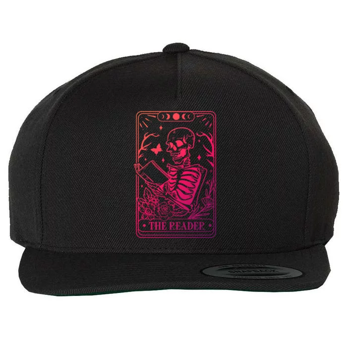 The Reader Retro Skeleton Celestial Wildflowers Tarot Card Gift Wool Snapback Cap