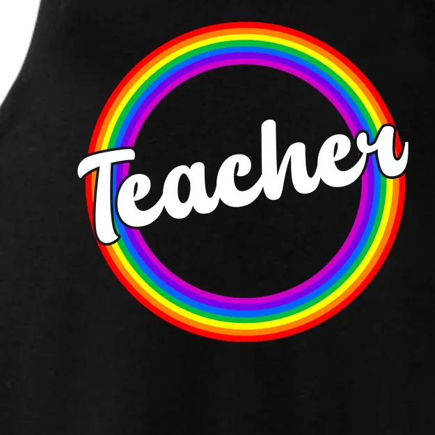 Teacher Rainbow Retro Gift For Teacher Ladies Tri-Blend Wicking Tank