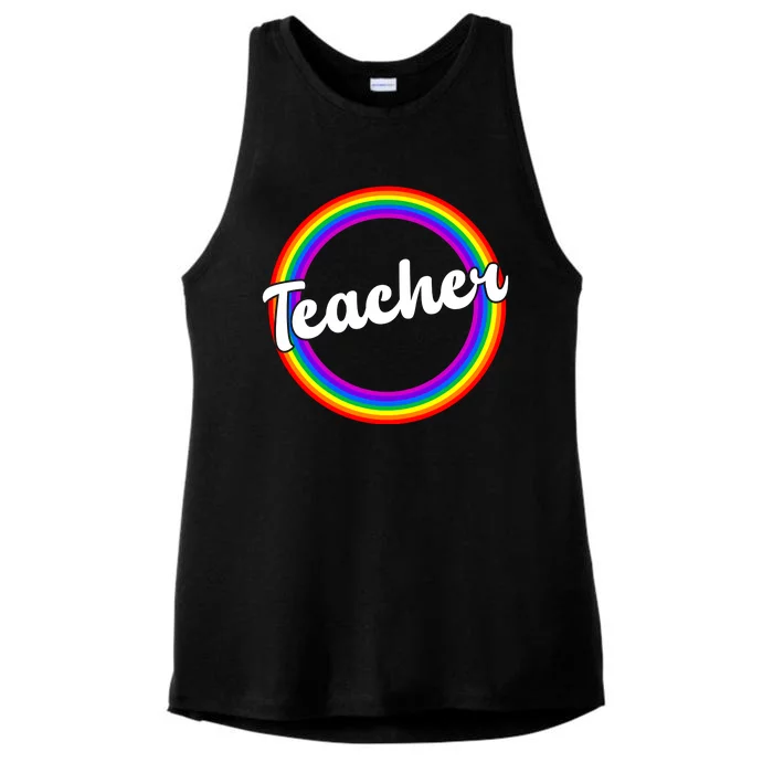 Teacher Rainbow Retro Gift For Teacher Ladies Tri-Blend Wicking Tank