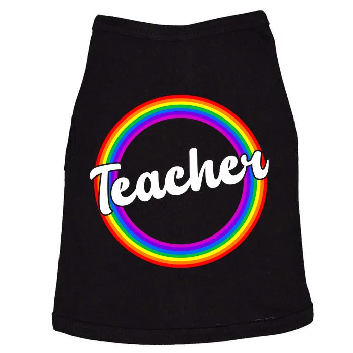 Teacher Rainbow Retro Gift For Teacher Doggie Tank