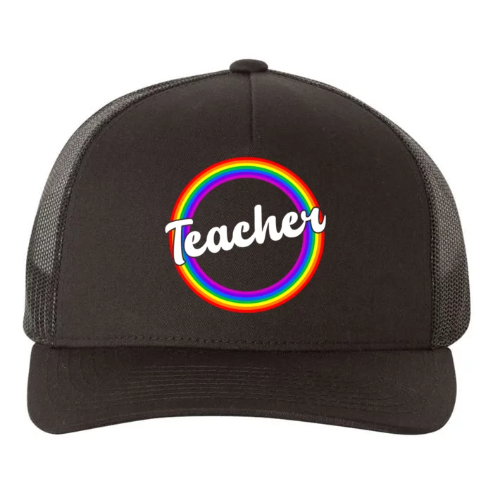 Teacher Rainbow Retro Gift For Teacher Yupoong Adult 5-Panel Trucker Hat