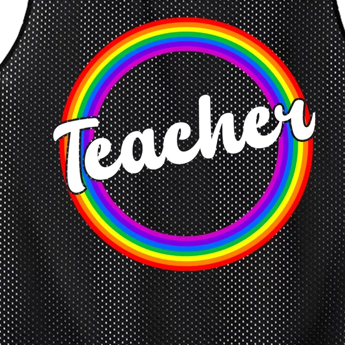 Teacher Rainbow Retro Gift For Teacher Mesh Reversible Basketball Jersey Tank