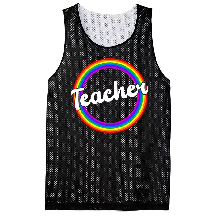 Teacher Rainbow Retro Gift For Teacher Mesh Reversible Basketball Jersey Tank