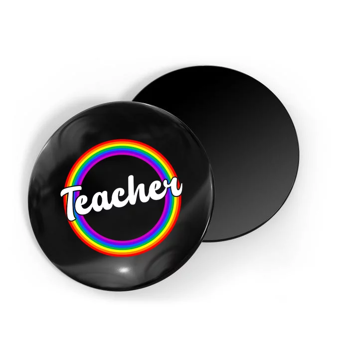 Teacher Rainbow Retro Gift For Teacher Magnet