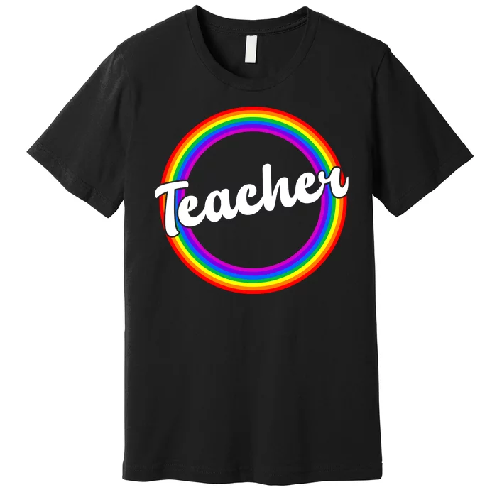 Teacher Rainbow Retro Gift For Teacher Premium T-Shirt