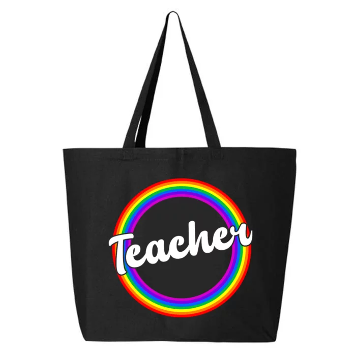 Teacher Rainbow Retro Gift For Teacher 25L Jumbo Tote